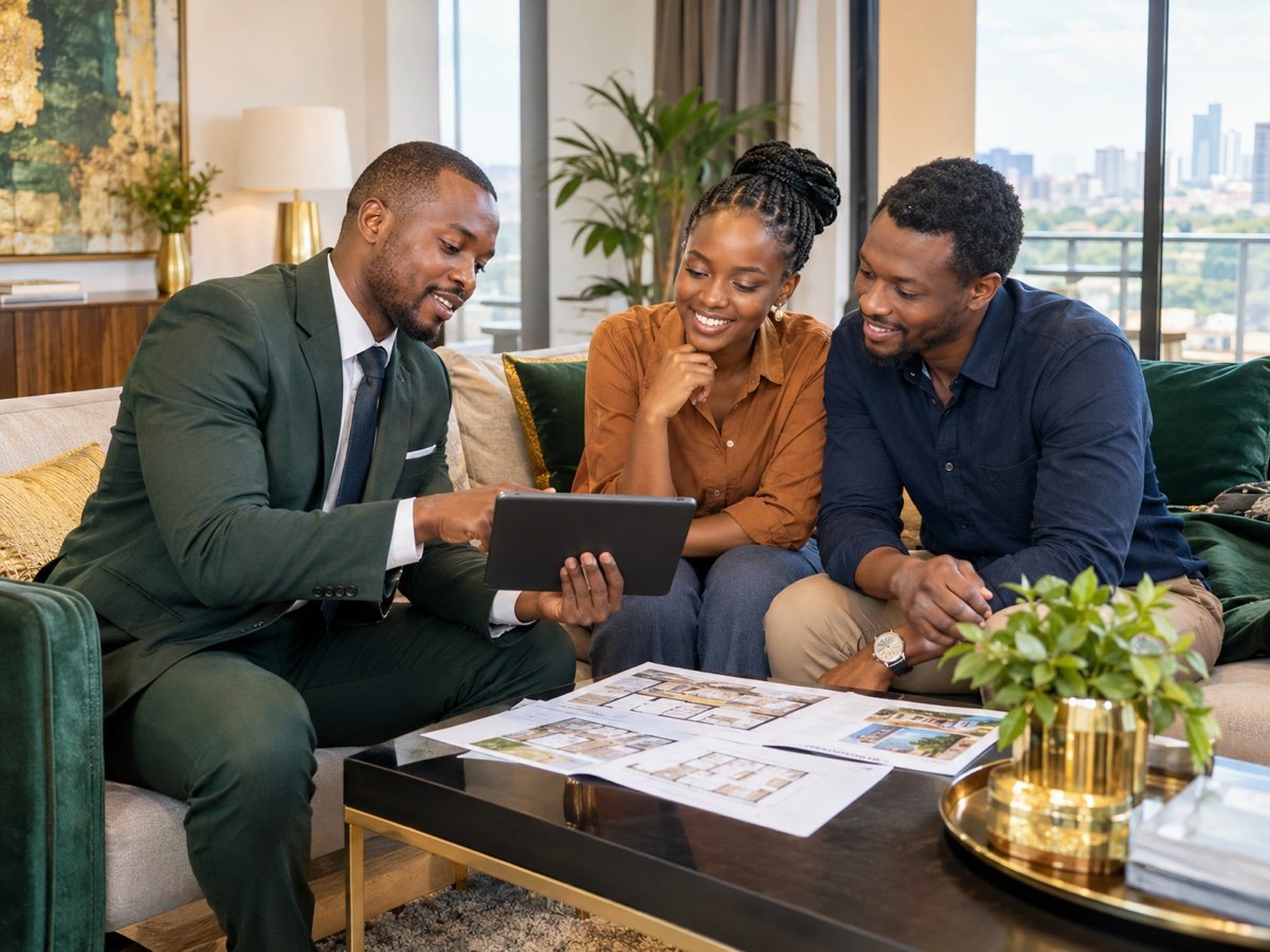 Sollou Realtors consultant helping clients choose a property.
